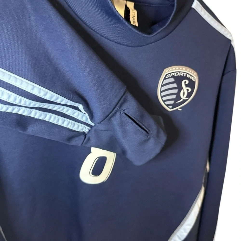 Adidas Sporting Kansas City Training Top Navy Climalite Long Sleeve Medium